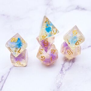 Blue and purple Smoke polyhedral DND Dice